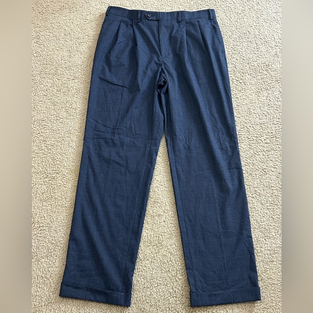 Ralph Ralph Lauren Comfort Flex Pants Gray Plaid Polyester Blend Men’s 36x34